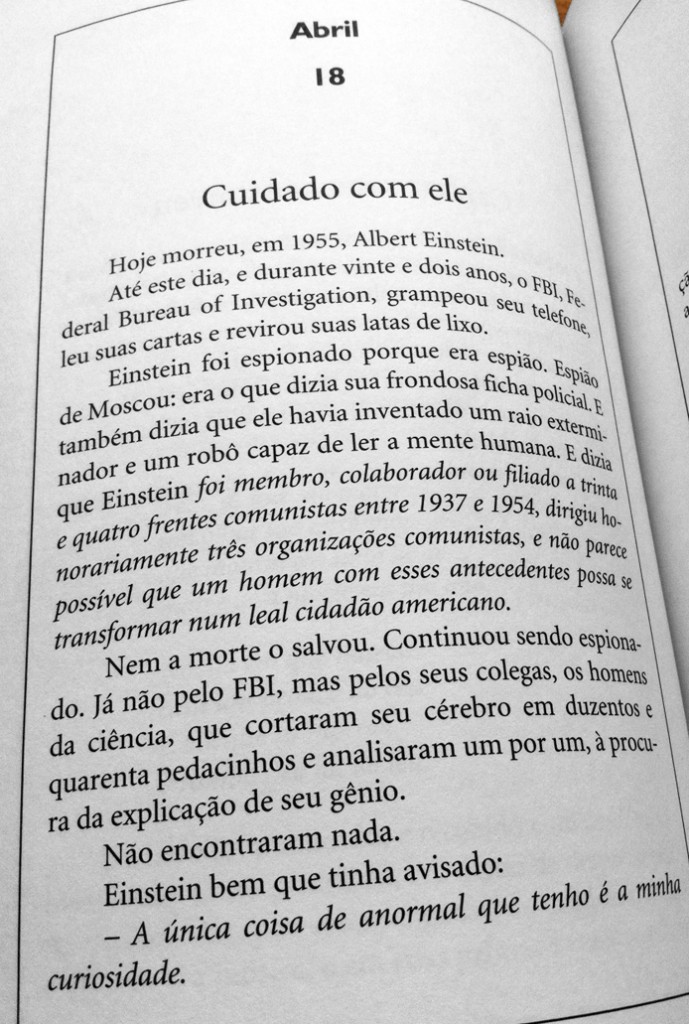 Página de "Os filhos dos dias", de Eduardo Galeano